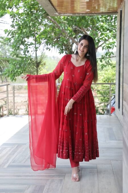 Avantini Women's Multi Muslin Digital Print Anarkali Kurta Pant With Dupatta