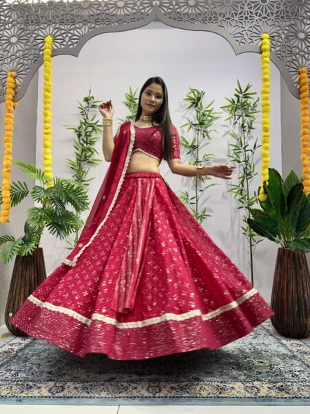 Malishka Export Pink Georgette With Embroidery Lehenga Choli Set