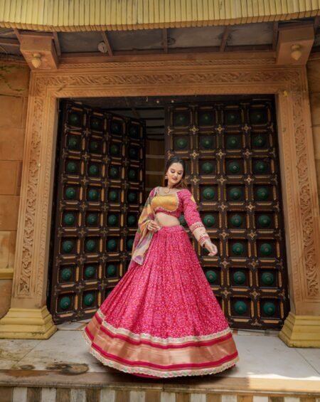Malishka Export Rani Soft Silk With Mirror Work Lehenga Choli Set