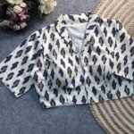 Malishka Export Women's White Cotton Ajrakh Printed Readymade Blouse