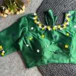 Malishka Export Women's Green Pure Silk Hand Work Readymade Blouse