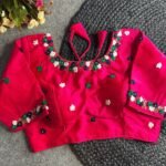Malishka Export Women's Pink Pure Silk Hand Work Readymade Blouse