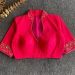 Malishka Export Women's Pink Banglori Silk Hand Work Readymade Blouse