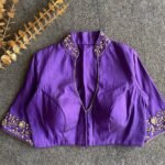 Malishka Export Women's Purple Banglori Silk Hand Work Readymade Blouse