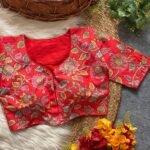 Malishka Export Women's Pink Pure Silk Hand Work Readymade Blouse