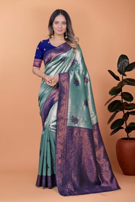 Avantini Celestial Grace Banarasi Silk Saree With Unstitched Blouse Piece