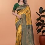 Avantini Regal Glow Banarasi Silk Saree With Unstitched Blouse Piece