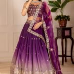 Malishka Export Womens Wine Simmer Silk Embroidery Lehenga Choli Set
