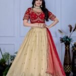 Malishka Export Womens Offwhite Jimmy Choo Fabric Embroidery Lehenga Choli Set