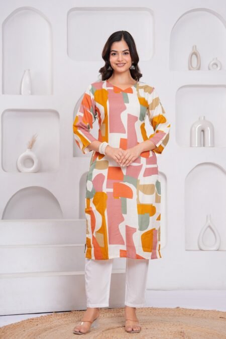 Malishka Export Multi Cotton Rayon Floral Printed Kurti