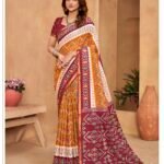Malishka Export Cotton Printed Saree With Unstiched Blouse Piece