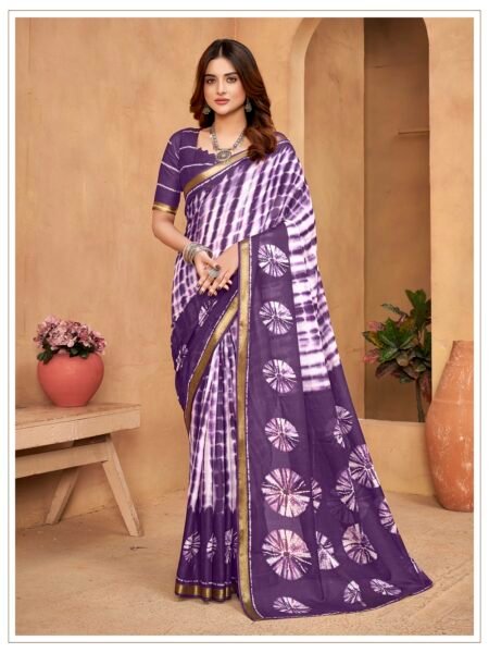 Malishka Export Cotton Printed Saree With Unstiched Blouse Piece
