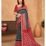Malishka Export Cotton Printed Saree With Unstiched Blouse Piece