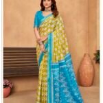 Malishka Export Cotton Printed Saree With Unstiched Blouse Piece