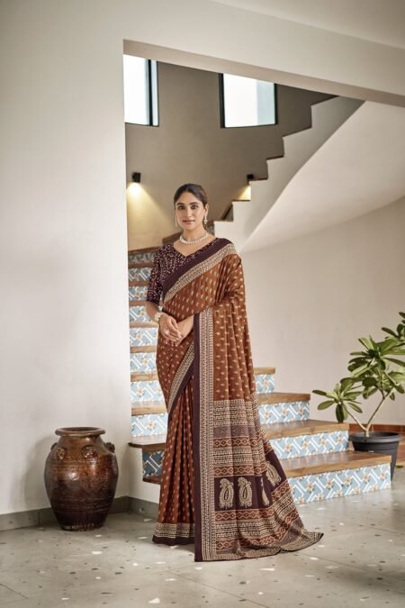 Malishka Export Cotton Printed Saree With Unstiched Blouse Piece