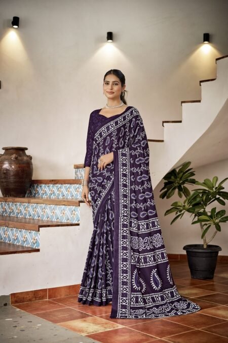 Malishka Export Cotton Printed Saree With Unstiched Blouse Piece