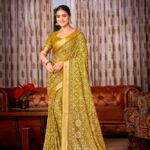 Malishka Export Cotton Printed Saree With Unstiched Blouse Piece