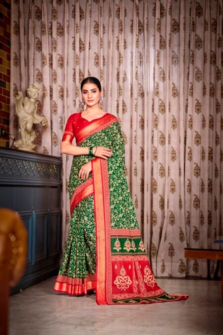 Malishka Export Cotton Printed Saree With Unstiched Blouse Piece