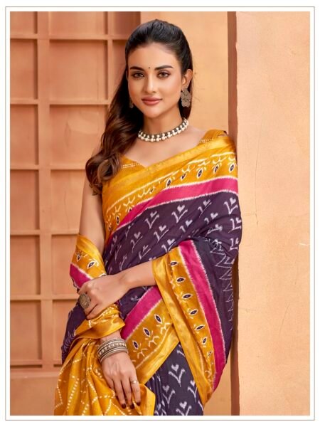 Malishka Export Cotton Printed Saree With Unstiched Blouse Piece
