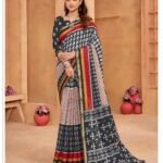 Malishka Export Cotton Printed Saree With Unstiched Blouse Piece