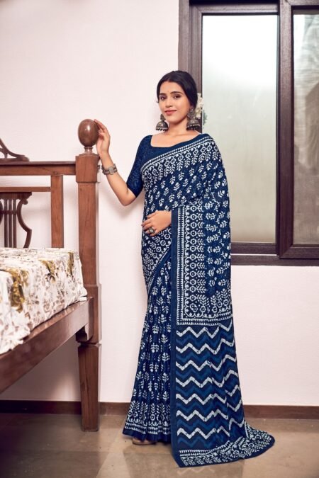 Malishka Export Cotton Printed Saree With Unstiched Blouse Piece