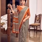 Malishka Export Cotton Printed Saree With Unstiched Blouse Piece