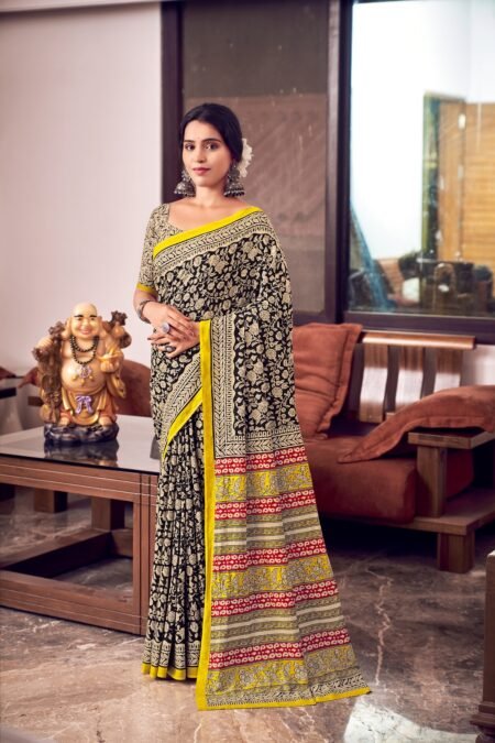 Malishka Export Cotton Printed Saree With Unstiched Blouse Piece