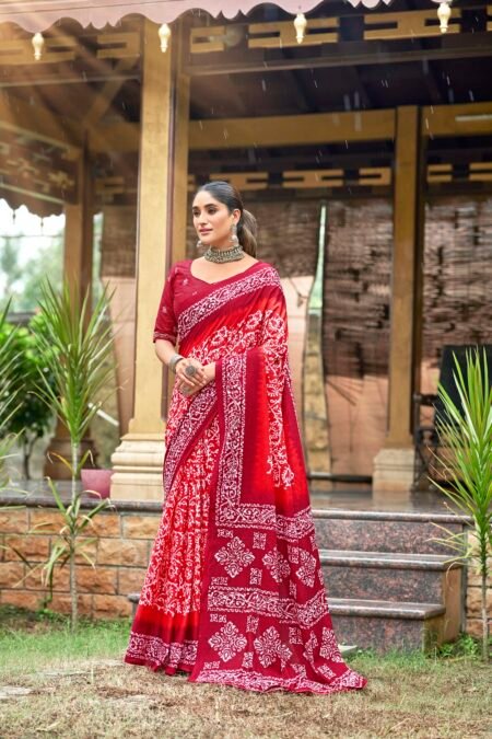 Malishka Export Cotton Printed Saree With Unstiched Blouse Piece