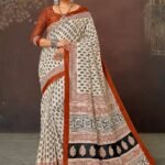 Malishka Export Cotton Printed Saree With Unstiched Blouse Piece