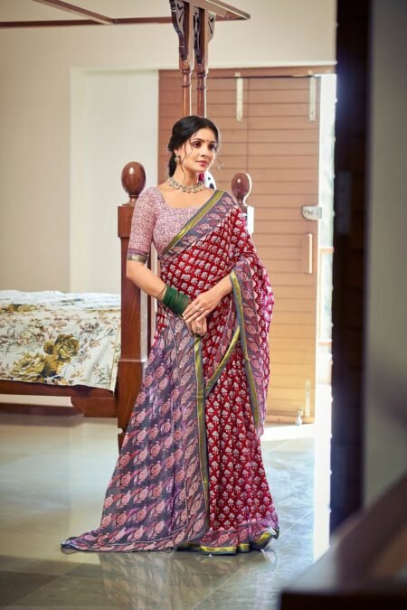 Malishka Export Cotton Printed Saree With Unstiched Blouse Piece