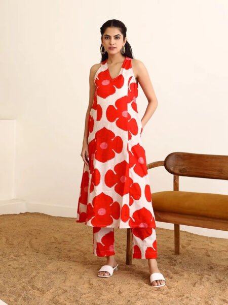 Malishka Export Women's Printed A-Line Kurta With Pant Set