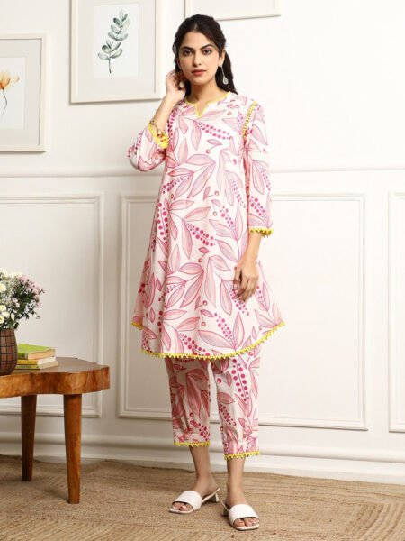 Malishka Export Women's Printed A-Line Kurta With Pant Set