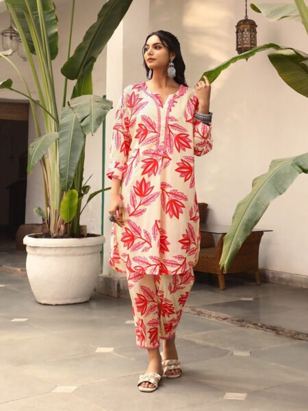 Malishka Export Women's Printed A-Line Kurta With Pant Set