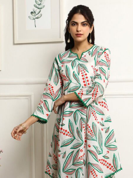 Malishka Export Women's Printed A-Line Kurta With Pant Set