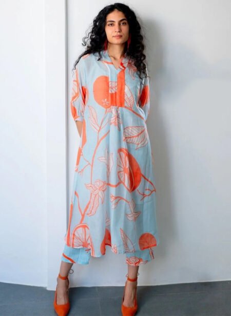 Malishka Export Women's Viscose Floral Printed Flared Kurta With Pant Set