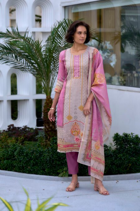 Avantini Women's Silk Blend Pink Embroidered Kurta Pant With Dupatta
