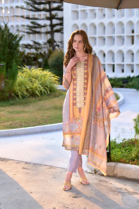 Avantini Women's Silk Blend Multi Embroidered Kurta Pant With Dupatta