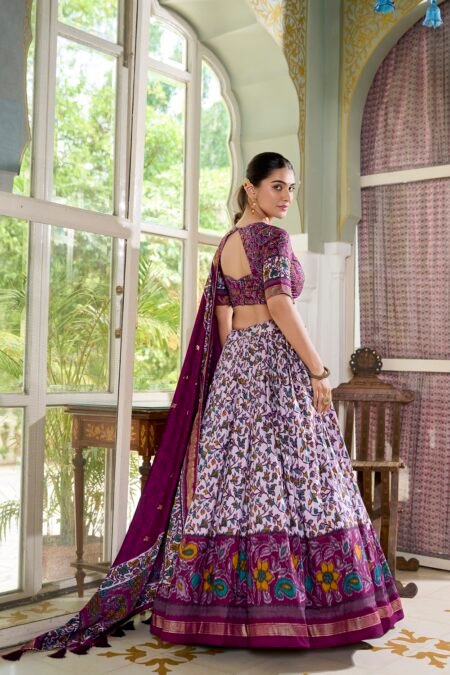 Malishka Export Womens Purple Dola Silk With Foil Print Lehenga Choli Set