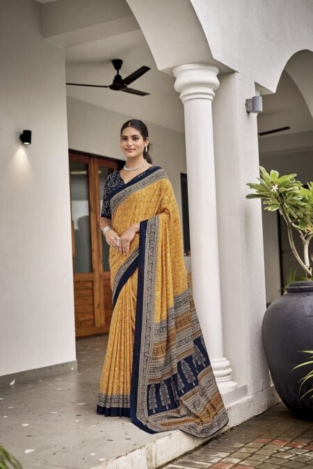 Malishka Export Cotton Printed Saree With Unstiched Blouse Piece