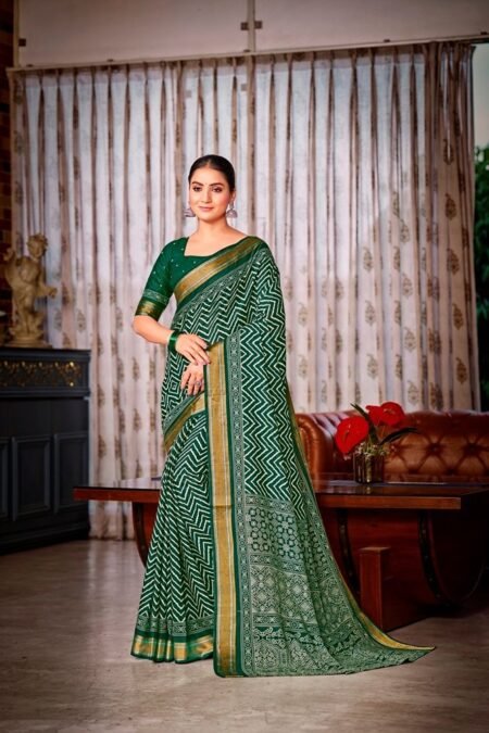 Malishka Export Cotton Printed Saree With Unstiched Blouse Piece