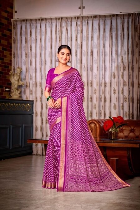 Malishka Export Cotton Printed Saree With Unstiched Blouse Piece