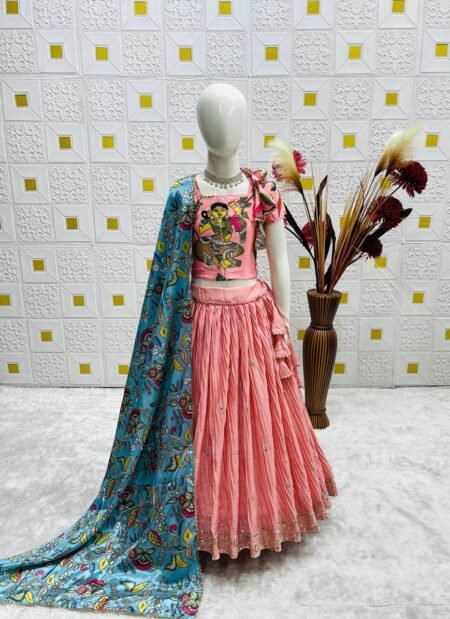 Girl's Chinon Embroidery Lehenga Choli With Dupatta