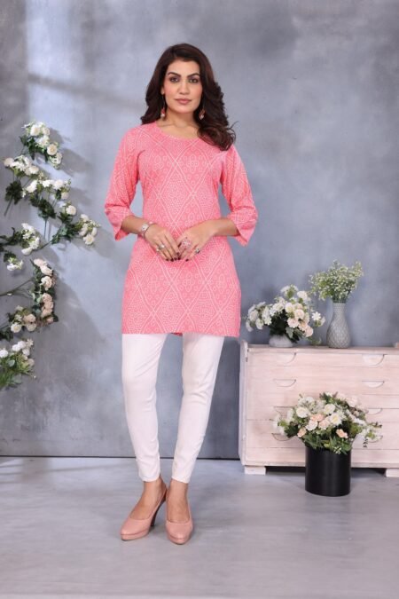 Women's Cotton Bandhani Straight Kurta