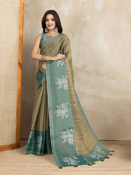 Erode Anmol Digital Print Saree With Unstiched Blouse Piece