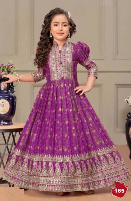 Girl's Chinon Silk Digital Print Anarkali Gown With Dupatta