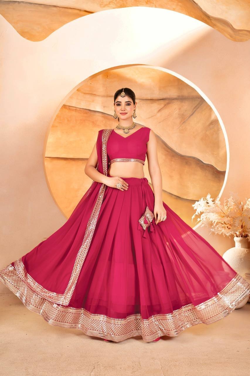 Avantini Women's Blue Faux Georgette With Embroidered  Lehenga Choli Set