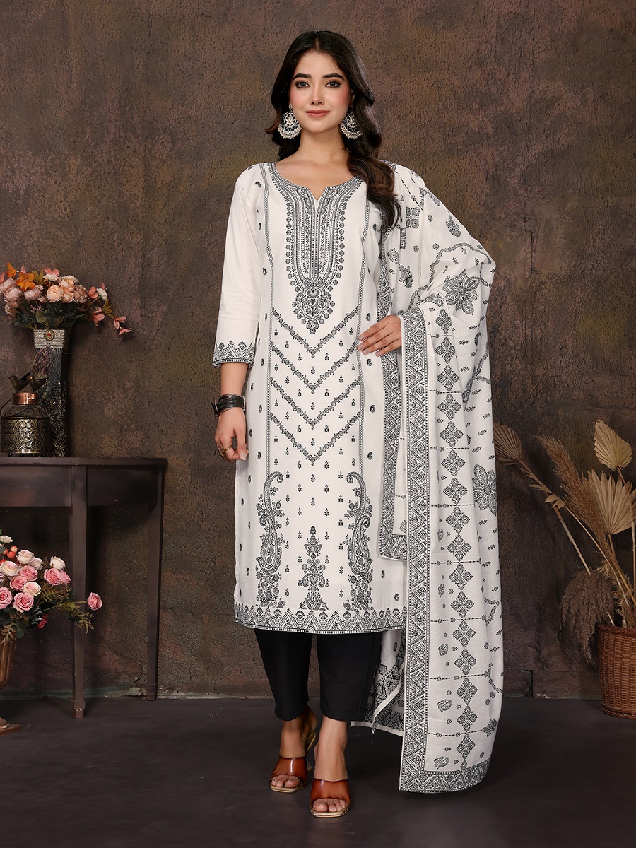 Women's Cotton Embroidery design Straight Kurta Pant With Dupatta
