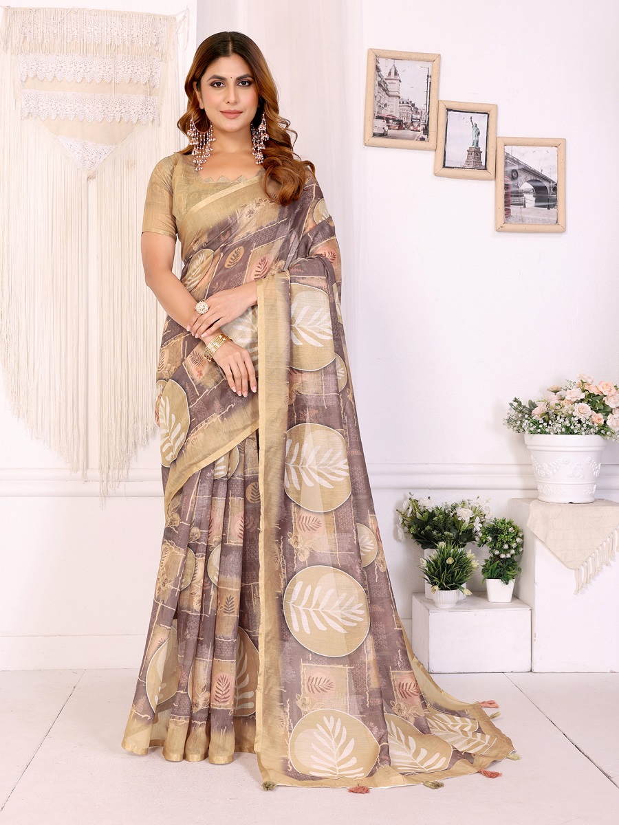 Chanderi Digital Print Saree With Unstiched Blouse Piece