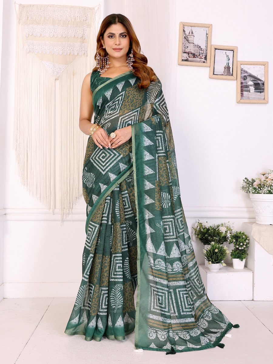 Chanderi Digital Print Saree With Unstiched Blouse Piece