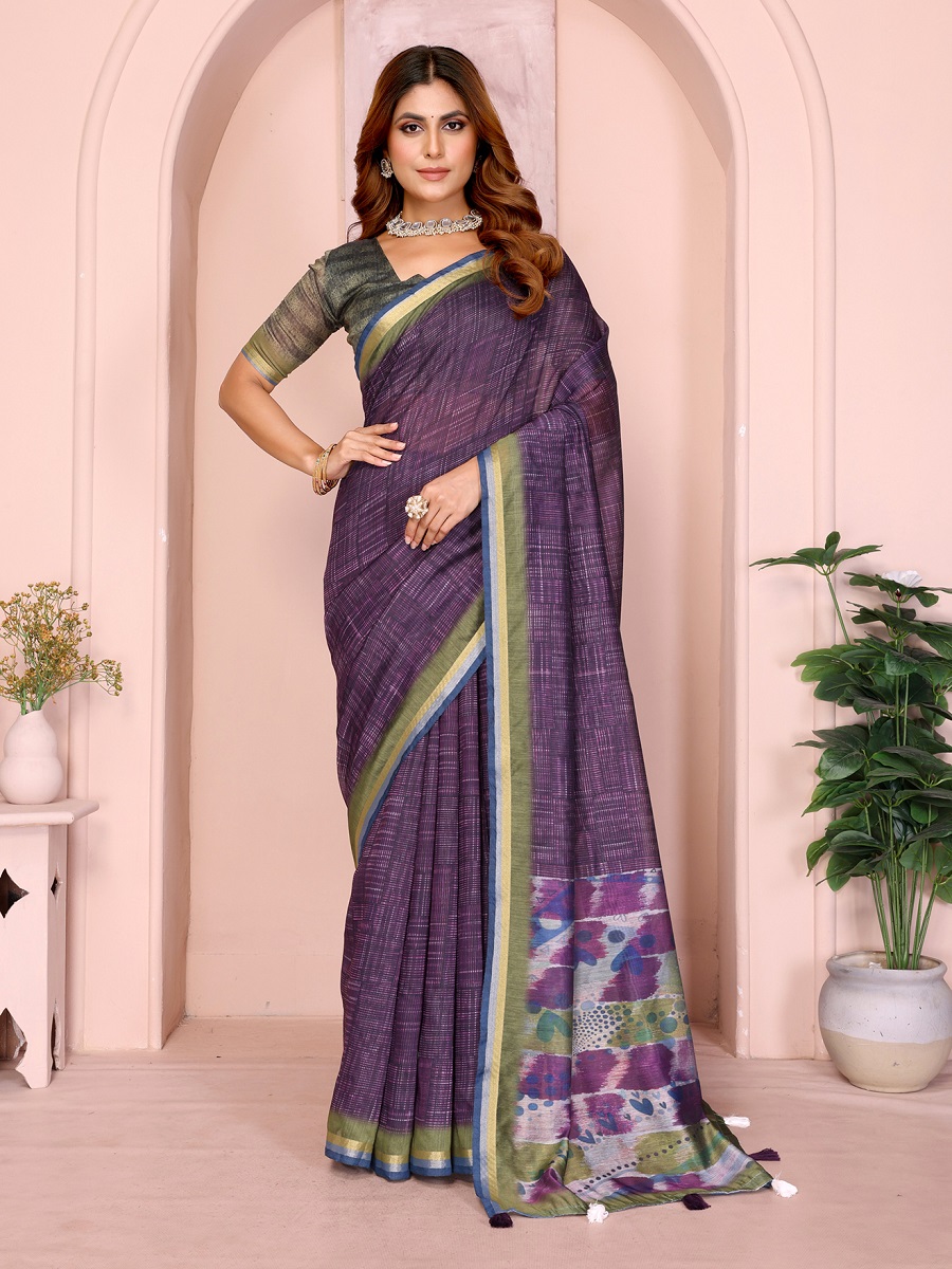 Chanderi Digital Print Saree With Unstiched Blouse Piece